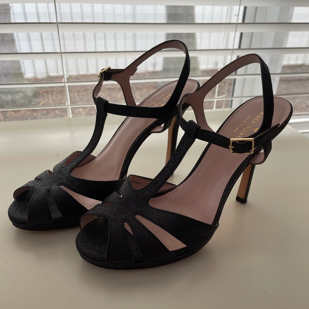 Kate Spade Black Sparkle Heels